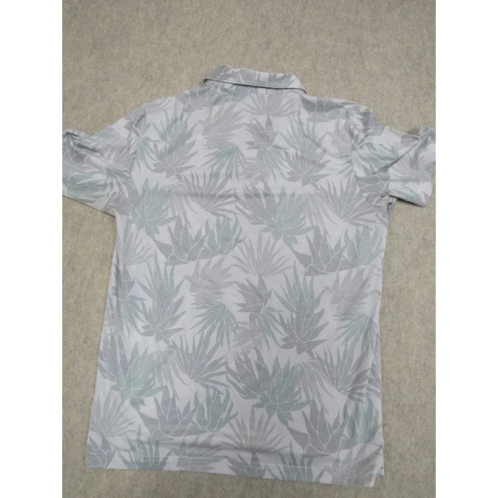 Travis Mathew Mens Gray Green‎ Tropical Leaf Golf Polo Shirt 1MW520 Size L